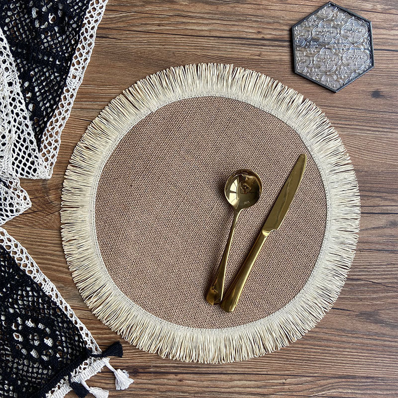 Home Decor Handwoven Jute Tassel Placemats