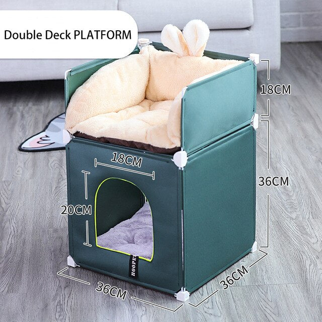 Winter Warm Pet House Double-Storey Pet Villa Fully Enclosed