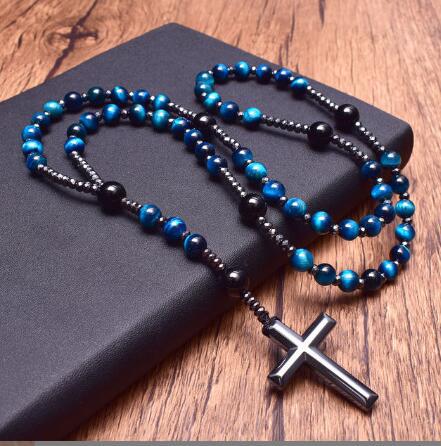 Natural Stone Cross Pendant Necklace