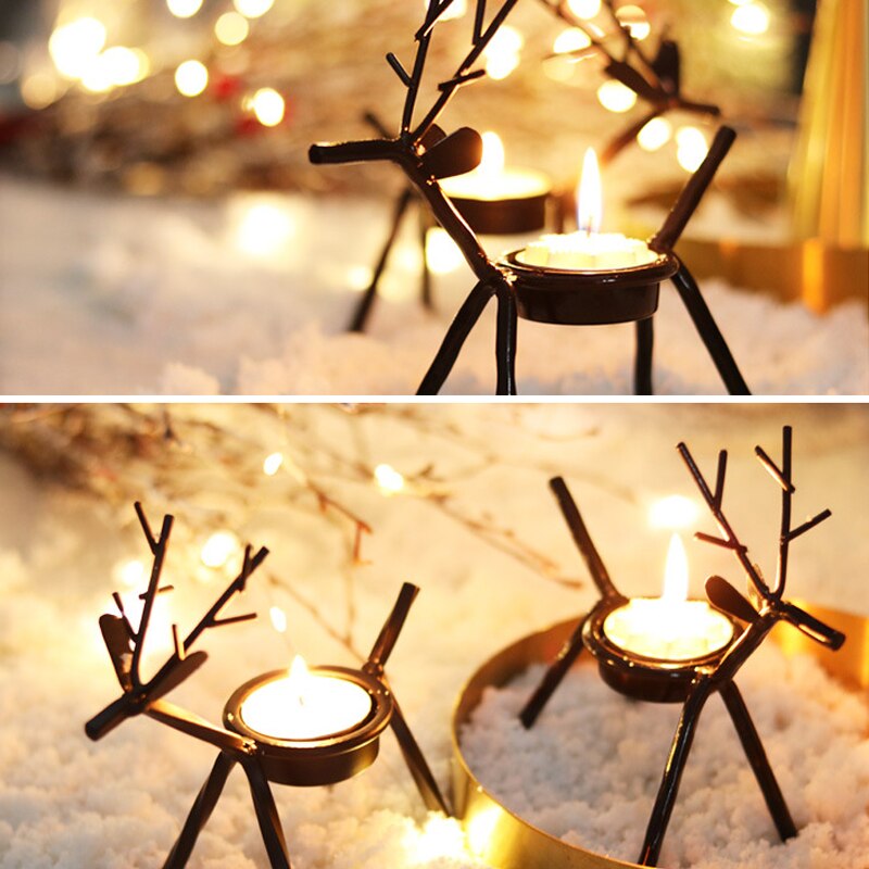 Christmas Deer Candlestick Creative Elk Bracket Candle Holder - Minihomy