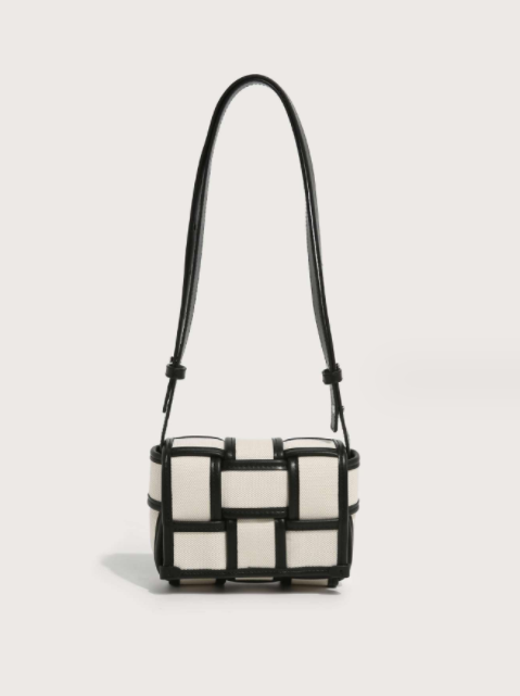 Black And White Contrasting Canvas Bag - Minihomy