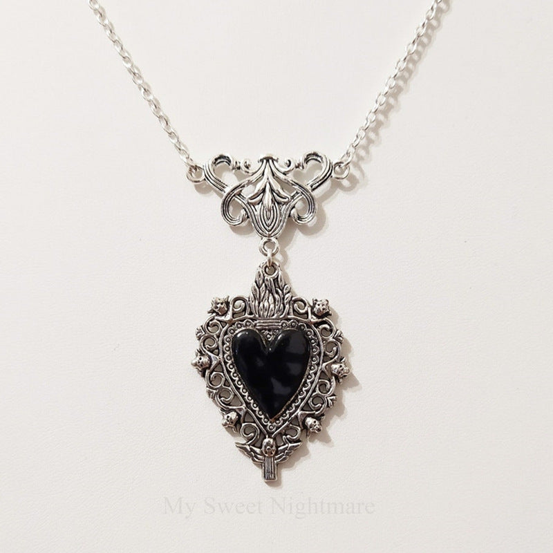 Burning Love Pendant Silver Lace Love Necklace - Minihomy