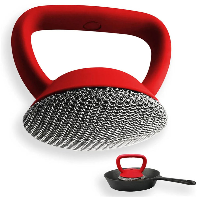 Cast Iron Scrubber 316 Stainless Steel With Handle Steel Wool Scrubber - Minihomy