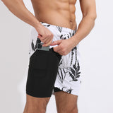 Gradient Printed Beach Shorts - Double Layer Casual Sport Shorts