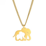 Sweater Chains Cartoon Animal Cut Elephant Mother Hollow Out Baby Elephant Necklace