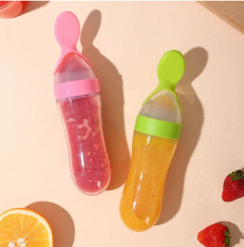 Silicone Squeeze Rice Paste Feeding Bottle for Baby - Spoon & Bottle Training