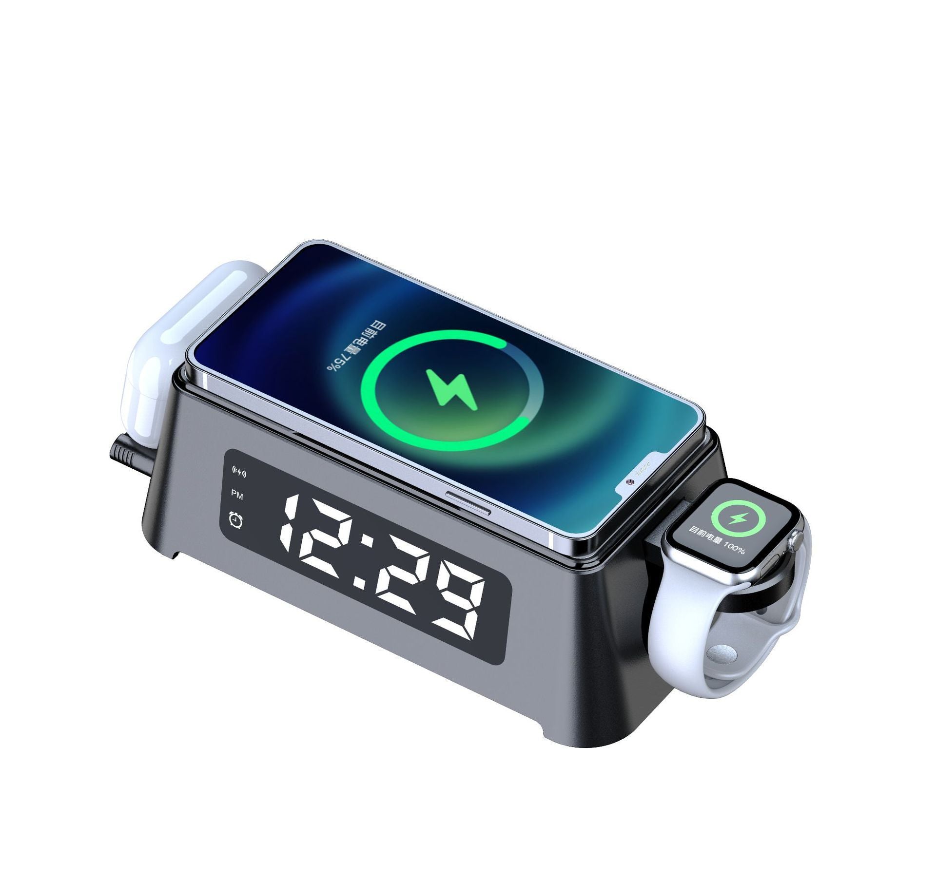 Mobile Phone Compact Wireless Charger With Alarm Clock - Minihomy