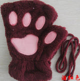 Winter Lovely Half Cover Paw Bear Cat Claw Gloves Short Finger