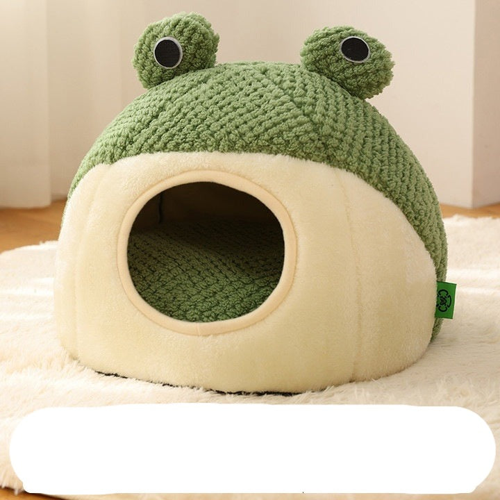 Pet Cat Dog Nest Little Frog Series Warm Plush Mat Autumn Winter Pet House