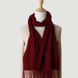 Solid Color Autumn And Winter Tassel Pure Cashmere Scarf For Women