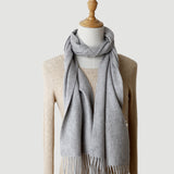 Solid Color Autumn And Winter Tassel Pure Cashmere Scarf For Women