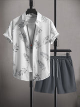 Summer New Style Shirt Shorts 3D Printed Casual Men's Cardigan Two-piece Set