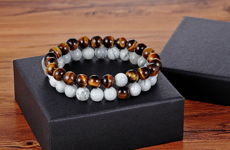 A Set Of Couple Bracelets Natural Stone Yoga Beaded Bracelets - Minihomy