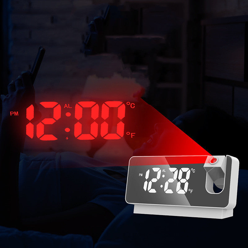 New 3D Projection Alarm Clock LED Mirror Clock Display With Snooze Function For Home Bedroom Office Desktop Table Clock - Minihomy