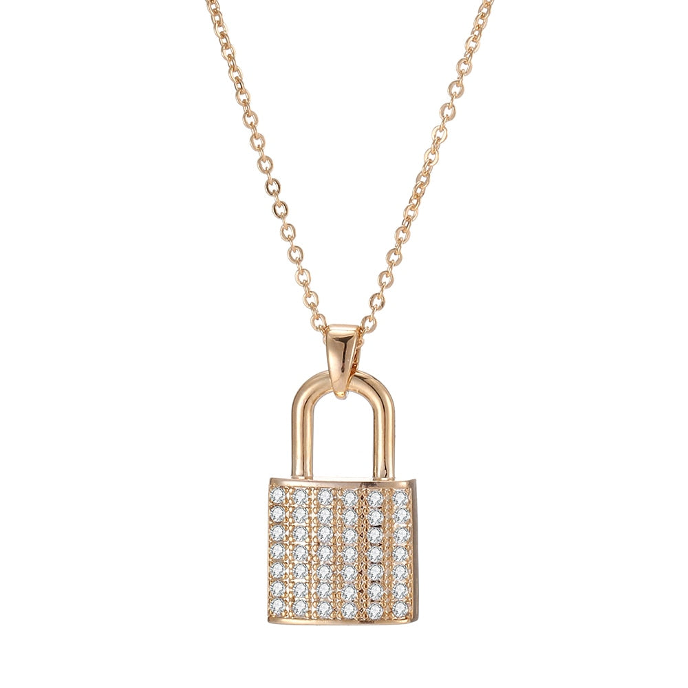 Zircon Lock Necklaces for Lover