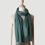 Solid Color Autumn And Winter Tassel Pure Cashmere Scarf For Women