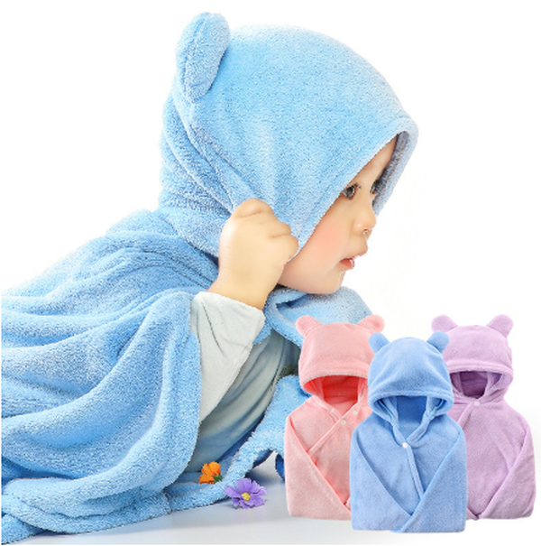 Cotton baby care hooded bath towel - Minihomy