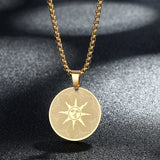 Stainless Steel Sunface Pendant Necklace