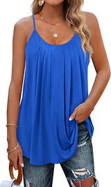 Women's Summer Vest Pleated Spaghetti Strap Tank Top