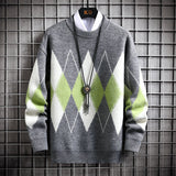Men's Sweater Round Neck Trend Loose Plaid Top