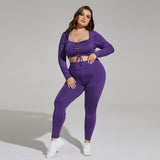 Plus Size Ladies Bandage Hollow Sports Gym Set