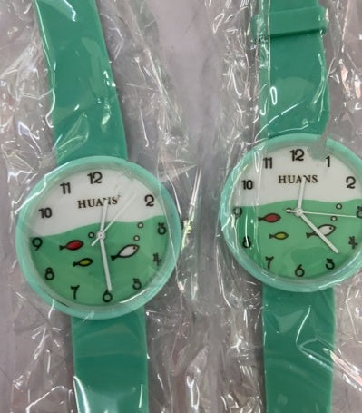 Children Watch For Girls Color Silicone Strap Fashion Quartz Wristwatch Fish Dial Cartoon Kids Clock