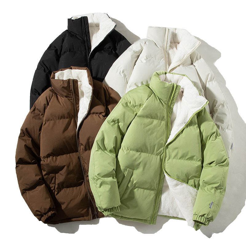 Warm Couples Winter Coats, Plush Thickened Stand Collar Jackets