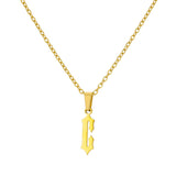 18K Gold Plating Stainless Steel Ancient English Letter Pendant Necklace - Minihomy