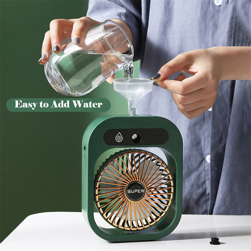 Portable Air Cooler Fan - USB Rechargeable Misting Fan with 3 Speeds, Humidifier for Home & Office - Minihomy