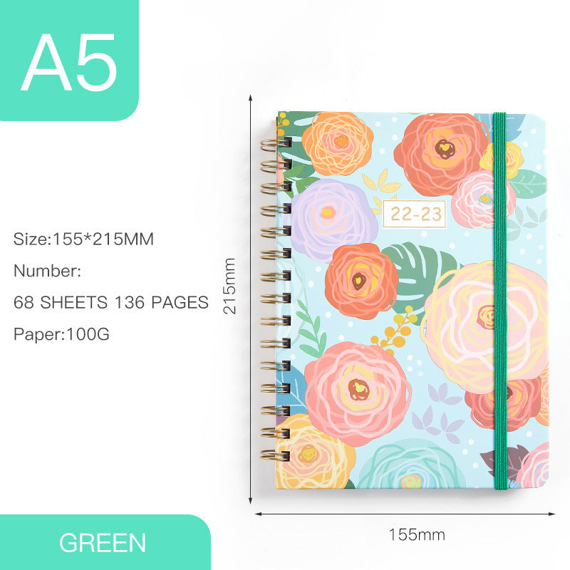 A5 Coil Notebook Annual Calendar 2024 - English Edition