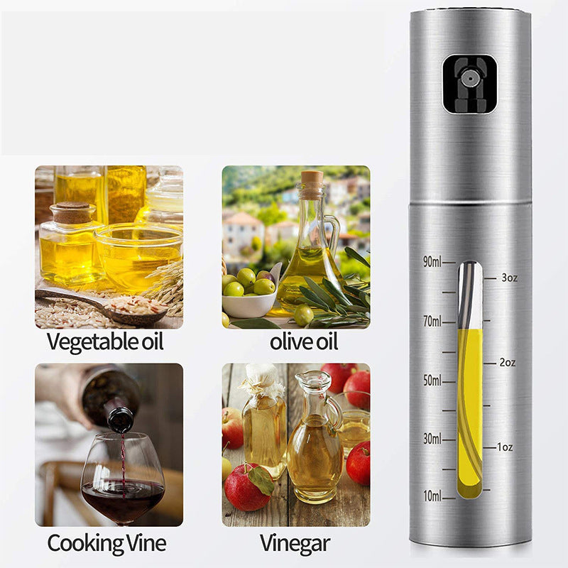 Stainless Steel Oil Spray Bottle - Kitchen Gadgets, BBQ Oil Dispenser, Spice Bottle, Kitchen Supplies