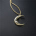 Crescent Zircon Necklace - Golden Zircon Moon Pendant - Minihomy