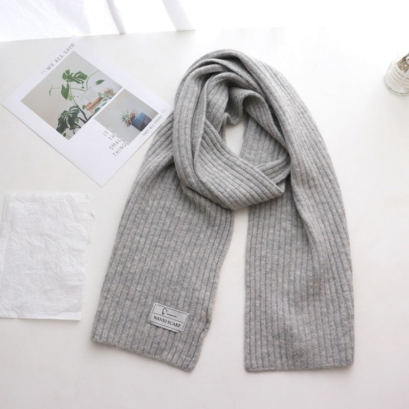 Short Knitted Plain Striped Scarves for Men and Women