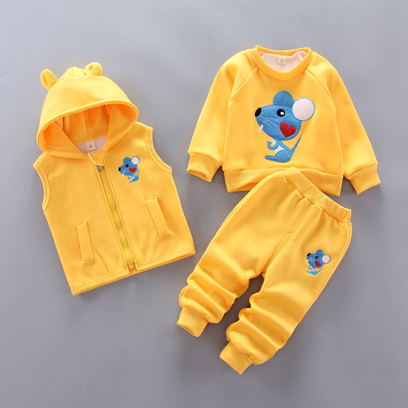 Children's thick three-piece suit