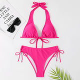 Strap Style Bikini Solid Color Swimwear