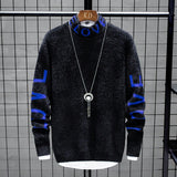 Men High Neck Loose Personalized Sweater