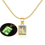 26 Letter Square Necklace Colorful Shell Luminous Pendant Chain Necklace For Women - Minihomy