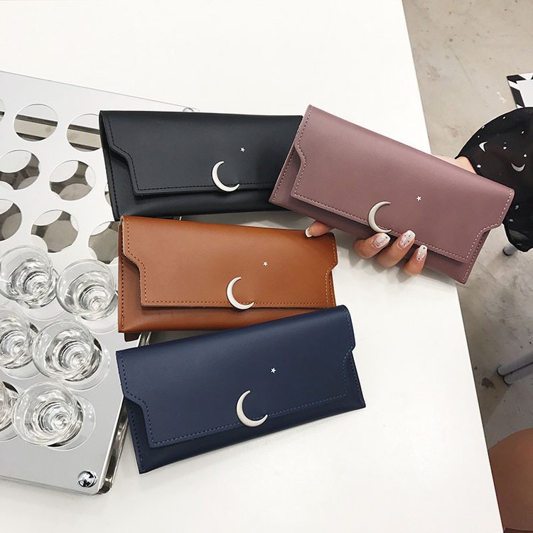 Star Moon Rivet Zipper Soft Coin Wallet