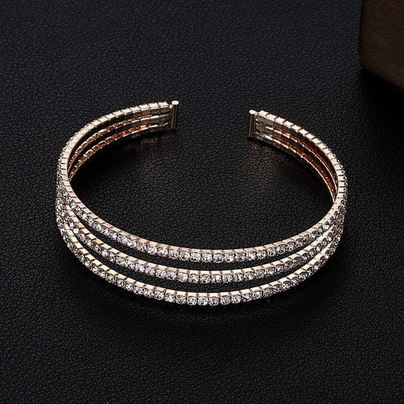 Bridal Accessories Temperament Full Diamond Elastic Bracelet: Add Sparkle to Your Look