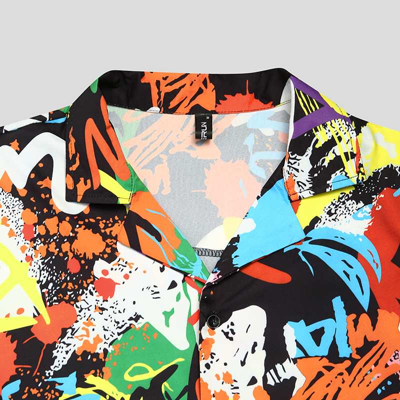 Men's Short Sleeve Printed Shirt Summer Hawaiian Beach Men's Shirt - Minihomy