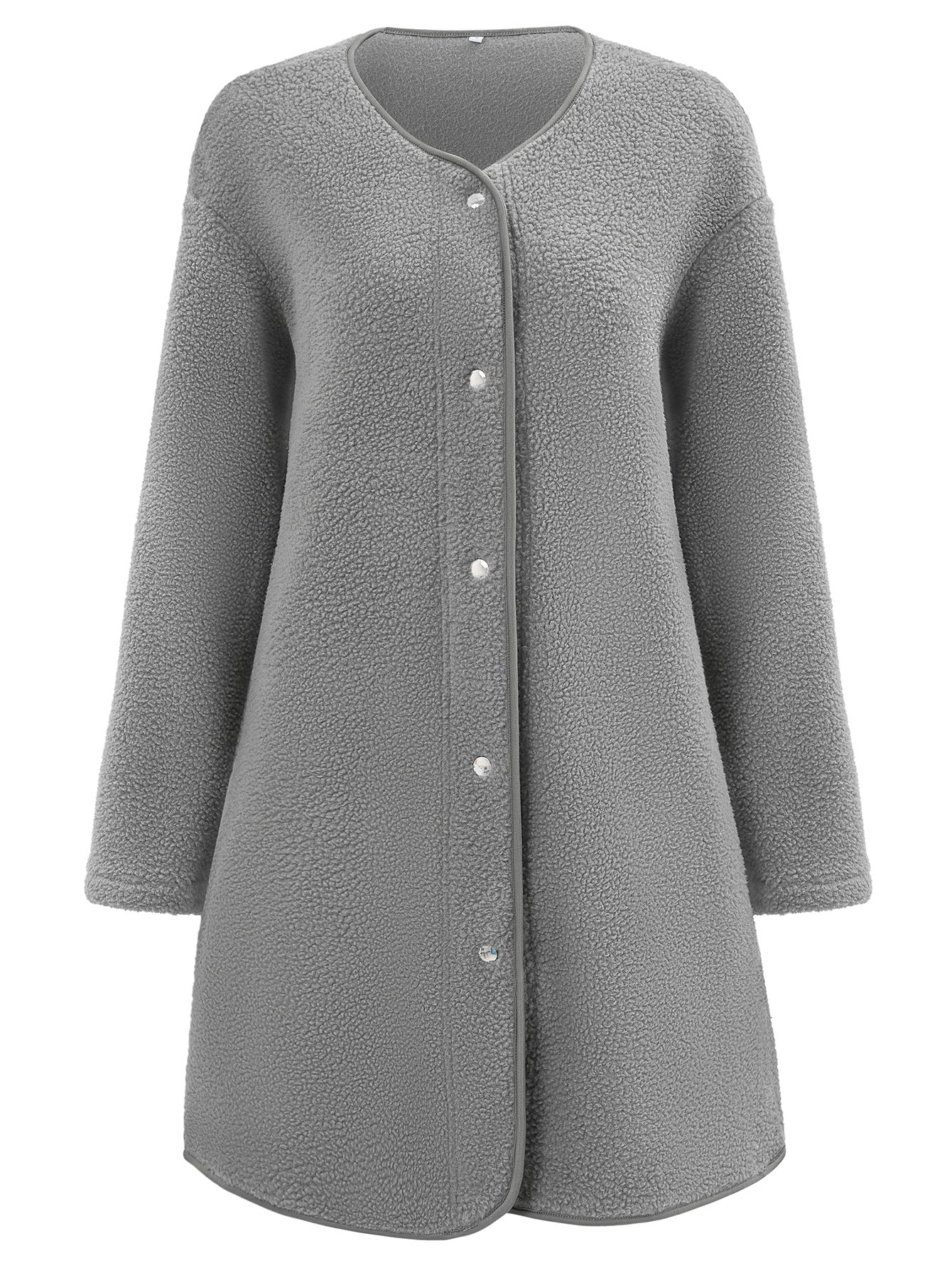 Women's Round Neck Single-breasted Long Sleeve Coat