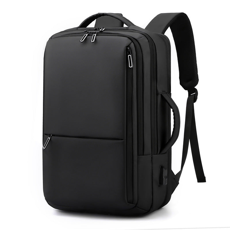 Men's Solid Color Business Lightweight Expansion Computer Backpack