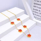 Shell Flower Bracelet Titanium Steel Ear Studs Suit Five-leaf Flower Necklace