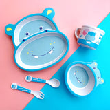 Bamboo Fiber Children's Tableware Set Cartoon Solid Food Bowl - Minihomy