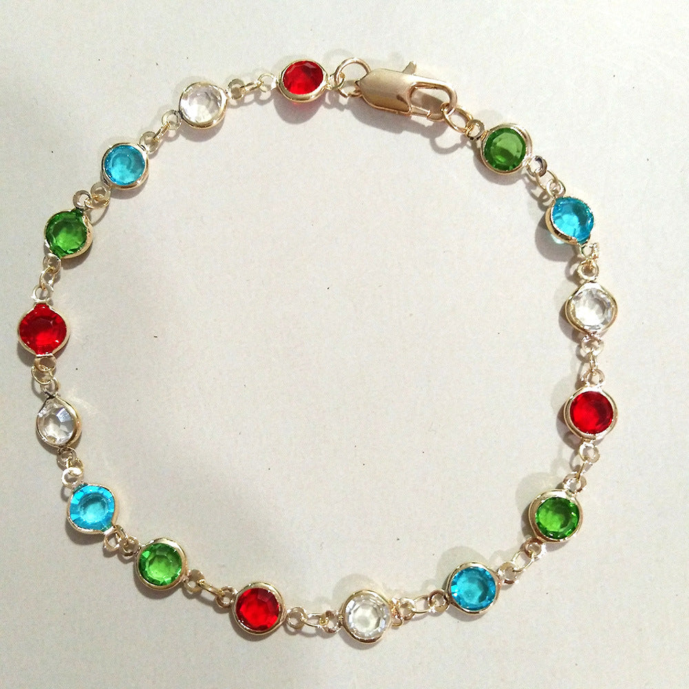 Multi-Color Micro-inlaid Rainbow Crystal Anklet For Women - Minihomy