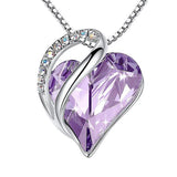 Sterling Silver Geometric Heart Shape Colorful Crystal Pendant Necklace