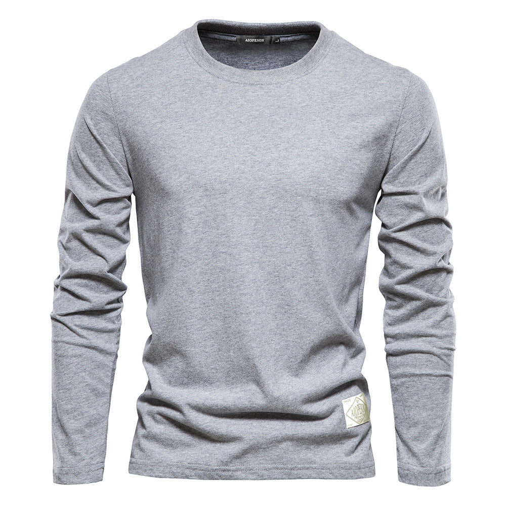 Men's Casual Exercise Outer Wear Round Neck Cotton Base Shirt