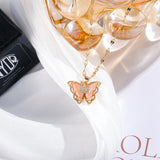 Simple Butterfly Zircon Necklace for Women - Micro Inlaid Clavicle Chain