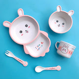 Bamboo Fiber Children's Tableware Set Cartoon Solid Food Bowl - Minihomy