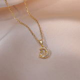 Necklace Female Sweet Star Moon Zircon Geometric Niche - Minihomy